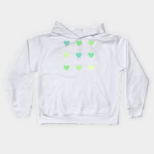 Mini Green Hearts Sticker Pack Kids Hoodie